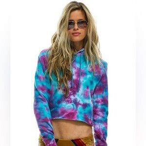Aviator Nation Tie-Dye Hoodie - Turquoise and Magenta